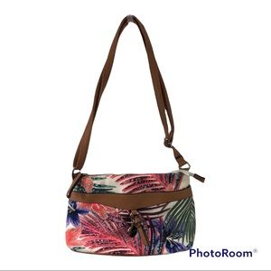 Rosetti Floral Handbag with Brown Trim and Straps